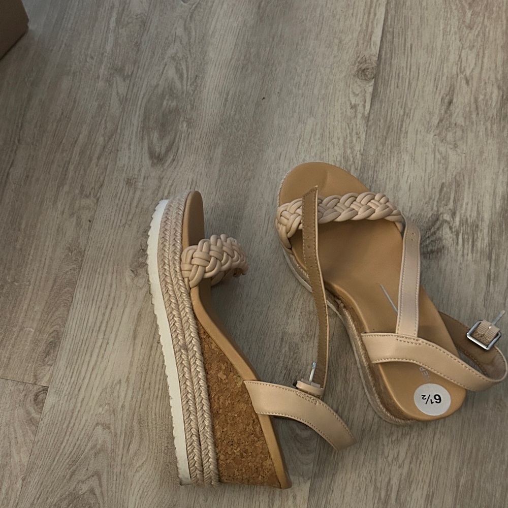 Report Tan Braided Wedge Sandals
